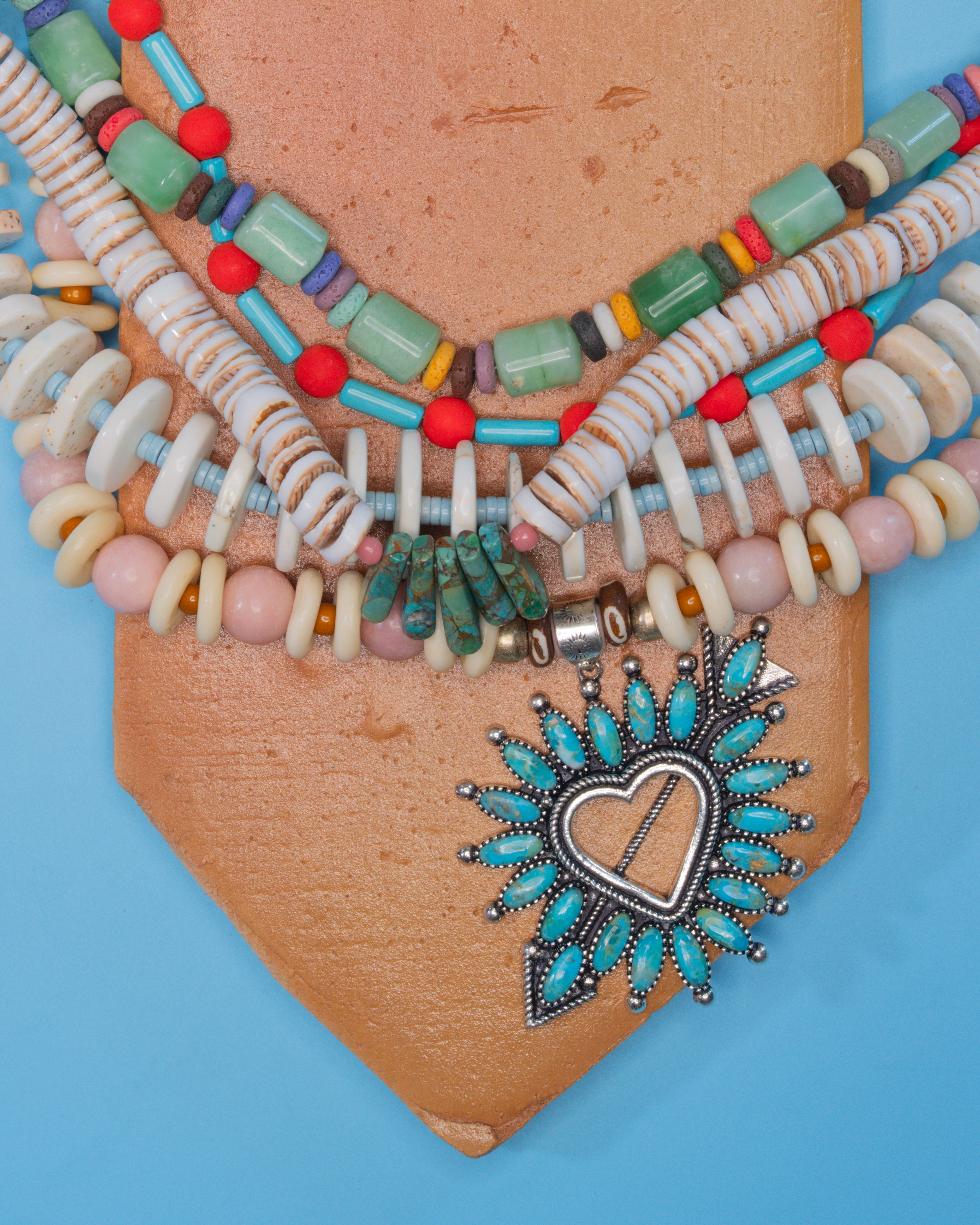 Graduated Turquoise Drop necklace, worn