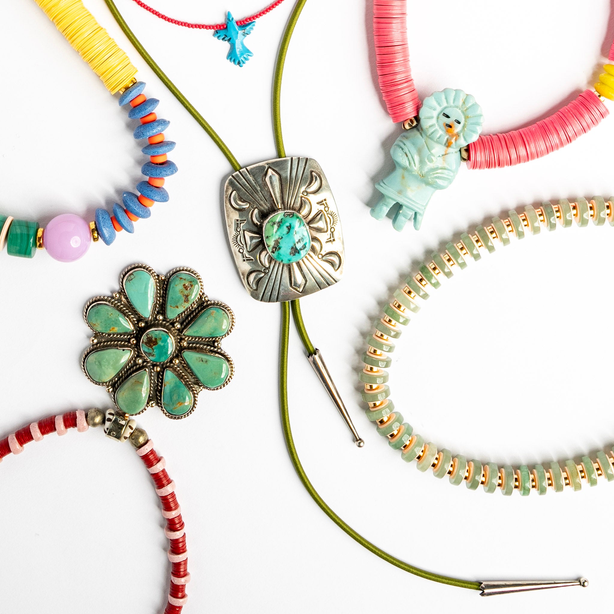 Long Mixed Media necklace, alternate view