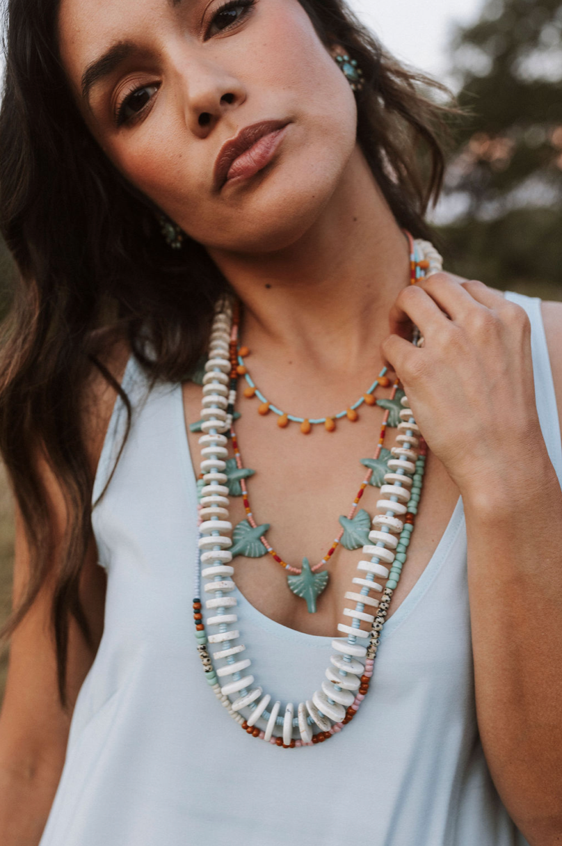 Long Disc necklace, alternate view