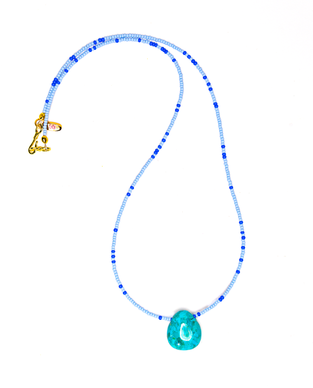 Turquoise Triangle Drop necklace — turquoise triangle drop with African seed beads