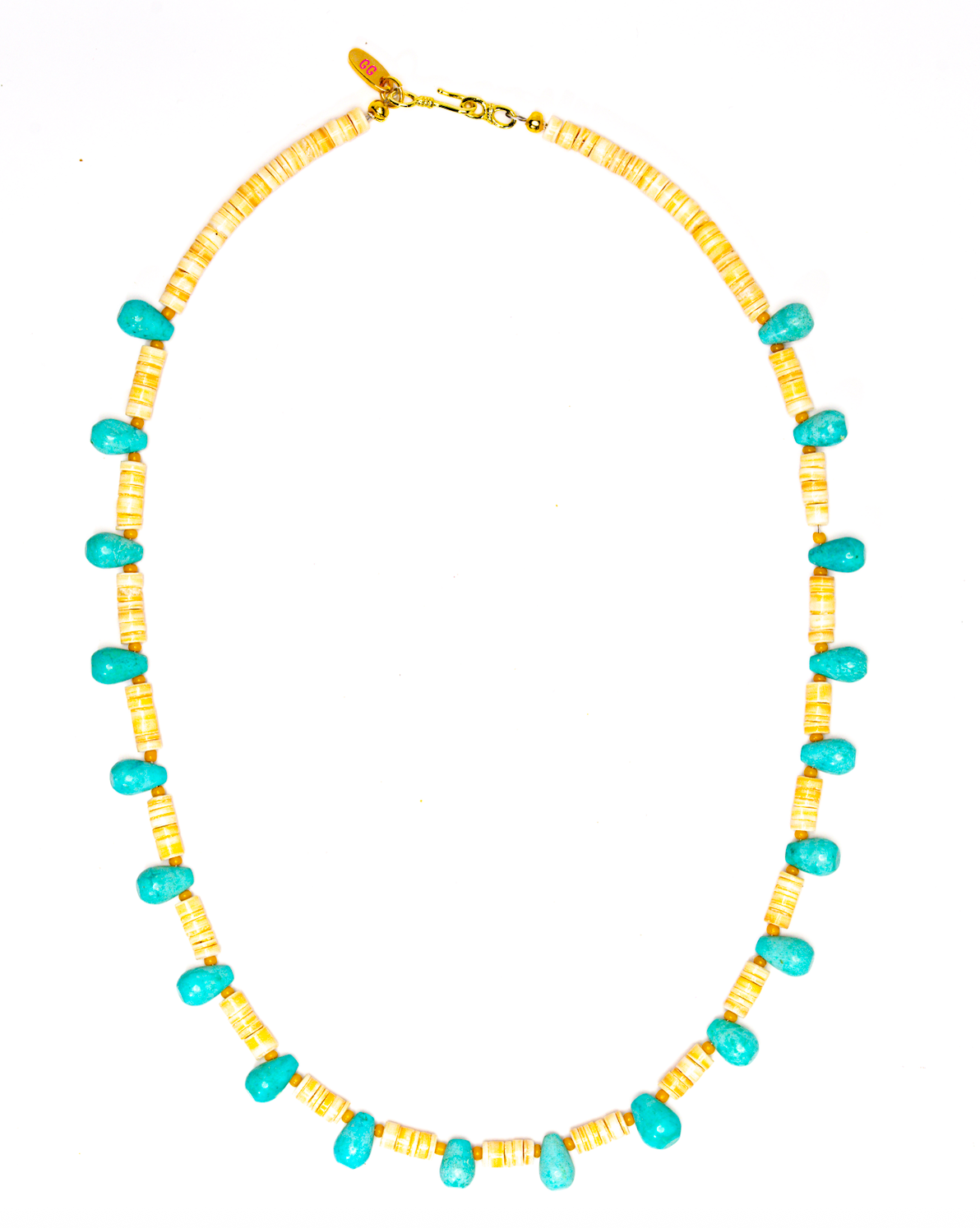 Turquoise Drops necklace — turquoise howlite drops with melon heishi, about 22 inches long