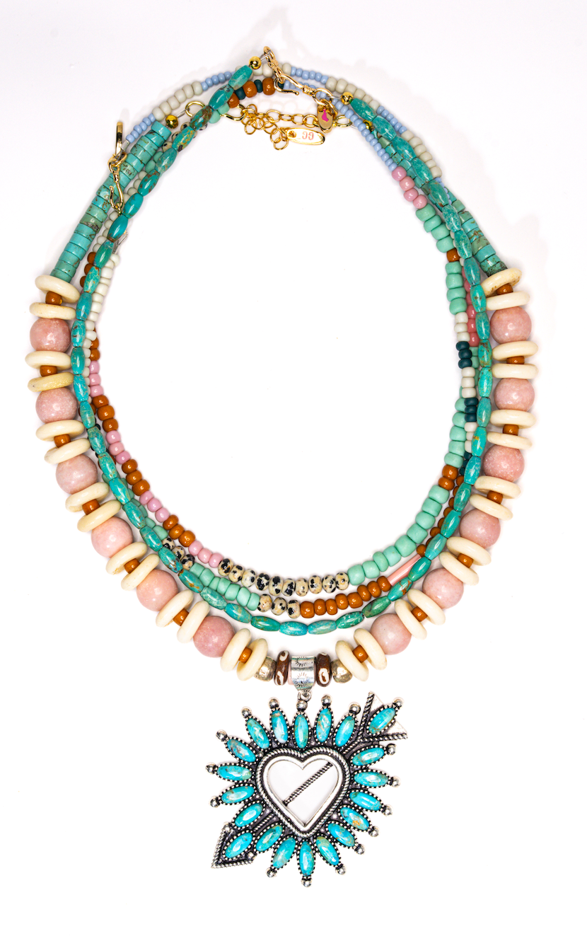 Thin Turquoise necklace, alternate view