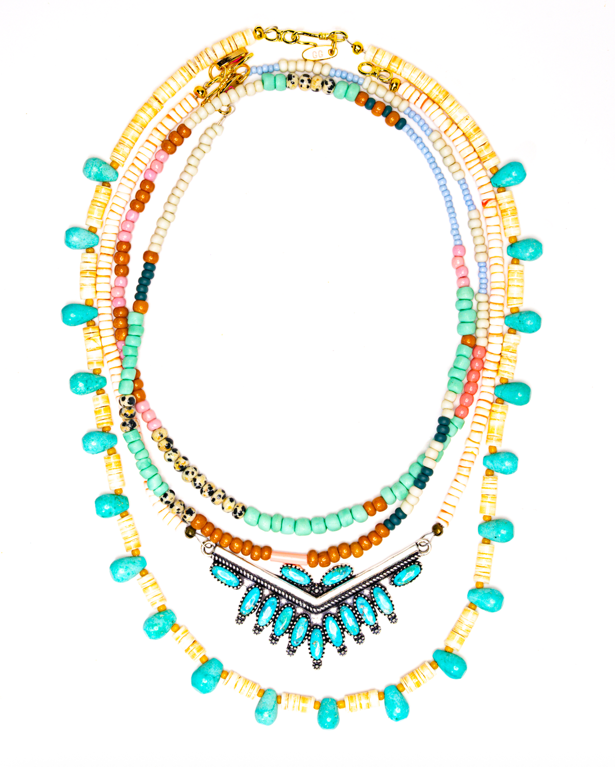 Needlepoint Arrow necklace, alternate view