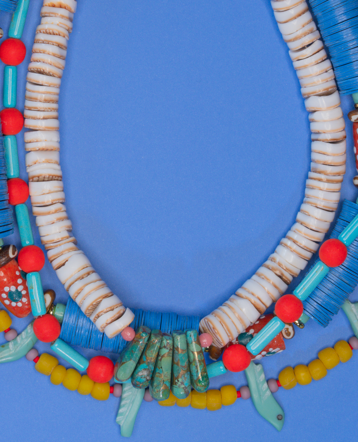 Blue Vinyl and Glass necklace, alternate view