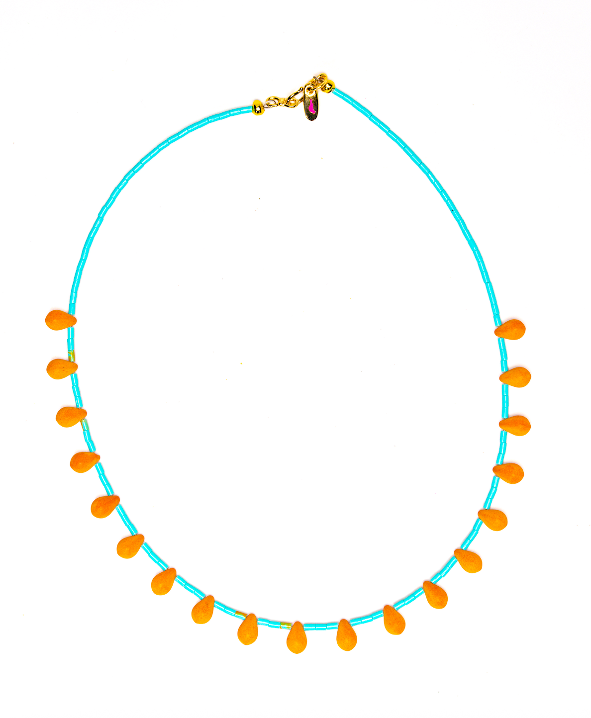 Mustard Drop necklace — Czech mustard yellow drops with Kingman turquoise heishi