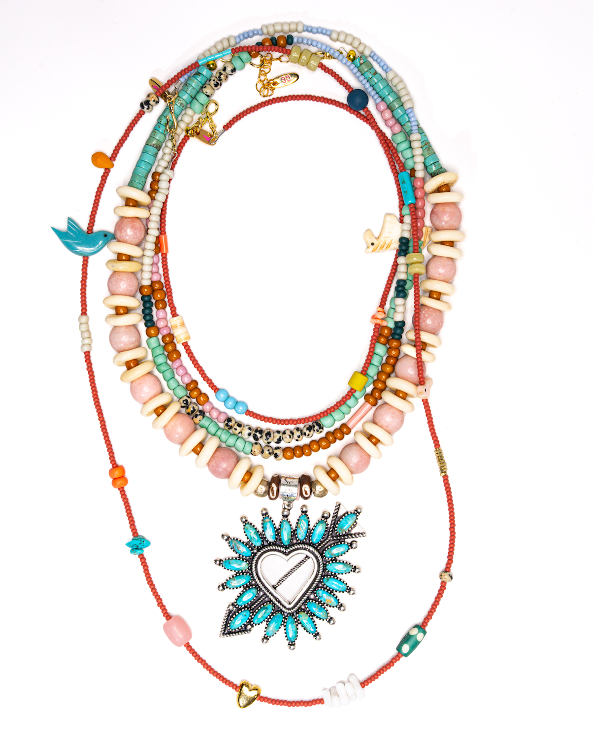 Needlepoint Heart necklace, alternate view