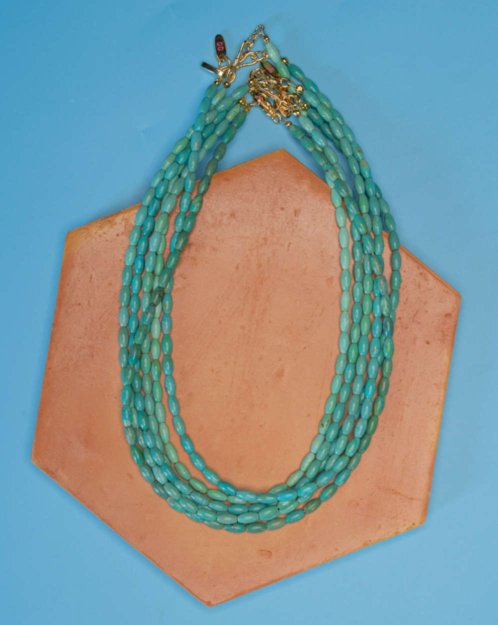 Thin Turquoise necklace, alternate view